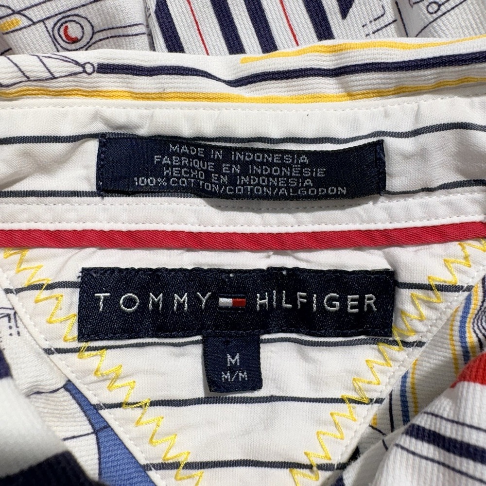 Tommy Hilfiger Shirt Men's M Sailing Button Up Nautical Boat Ocean White VGT - Picture 6 of 7